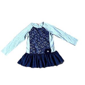 Jona Michelle Kids Long Sleeve Cotton & Lace Tunic Dress